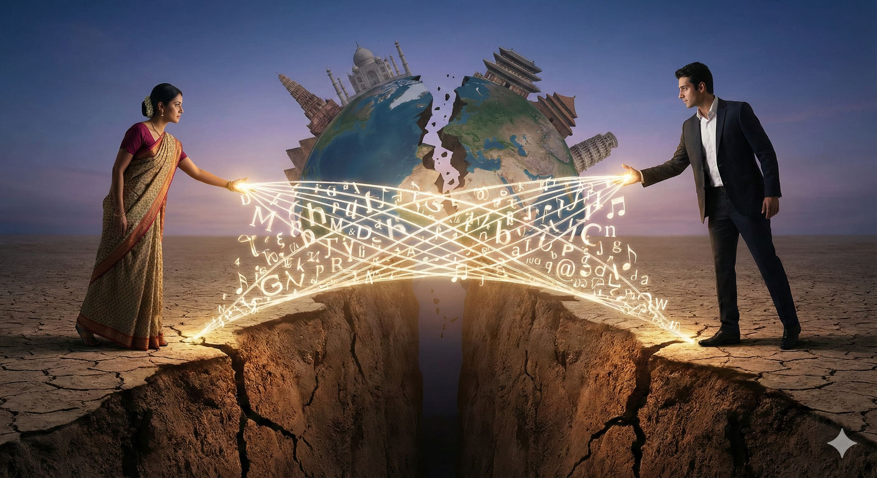 هل يمكن للحوار أن ينقذنا من الانقسام الثقافي؟ صورة تعبيرية لشخصين يتحاوران عبر خلفية مشتتة